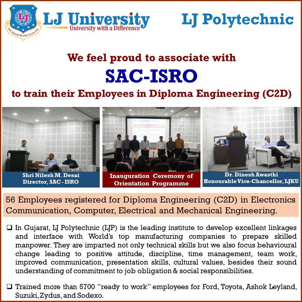 Associate with SAC-ISRO for Diploma