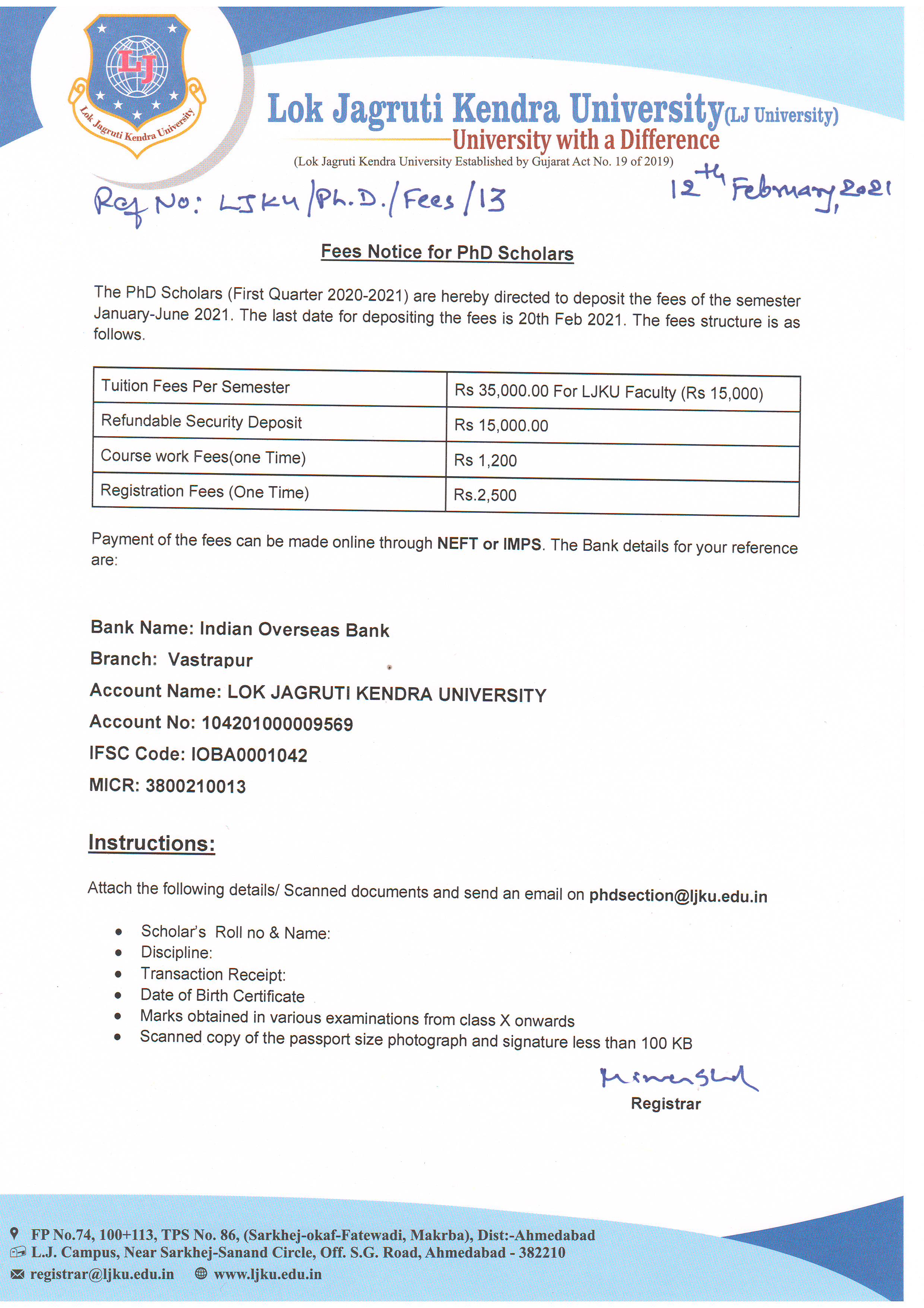 PhD Fees Payment