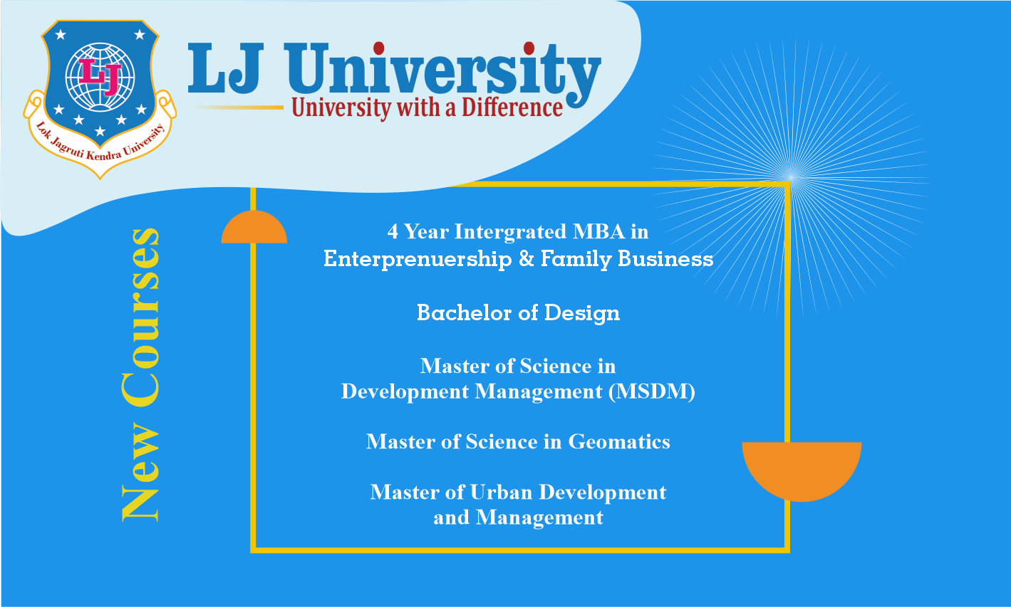 New Course: MS in Development Studies & Management, Master of Science in Geomatics, Master of Urban Development& Management, Bachelor of Design, Integrated MBA in Entrepreneurship & Family Business
